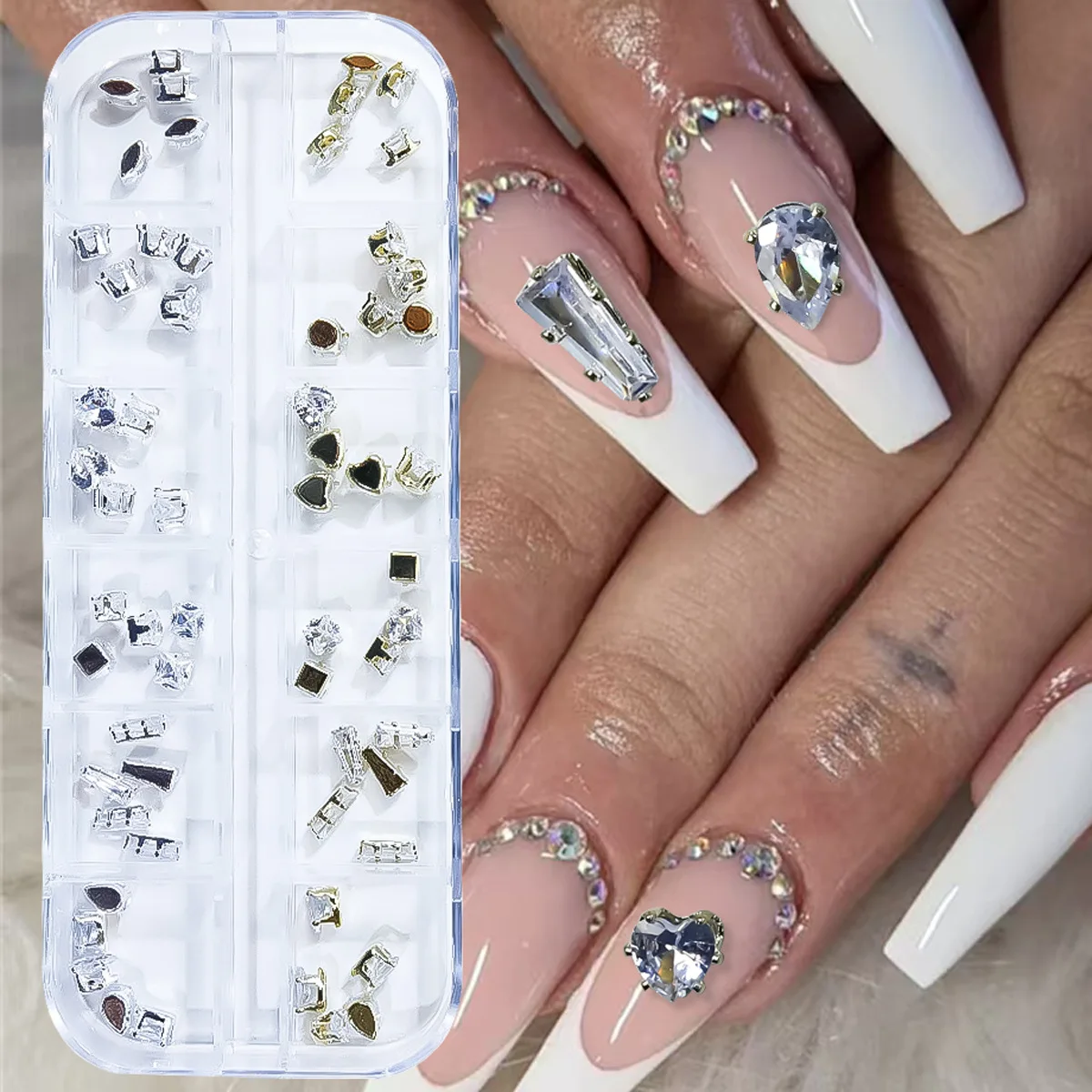 Nail charms mix set Claw Zirconium nail Diamond small zircon heart melon seed square nail decoration