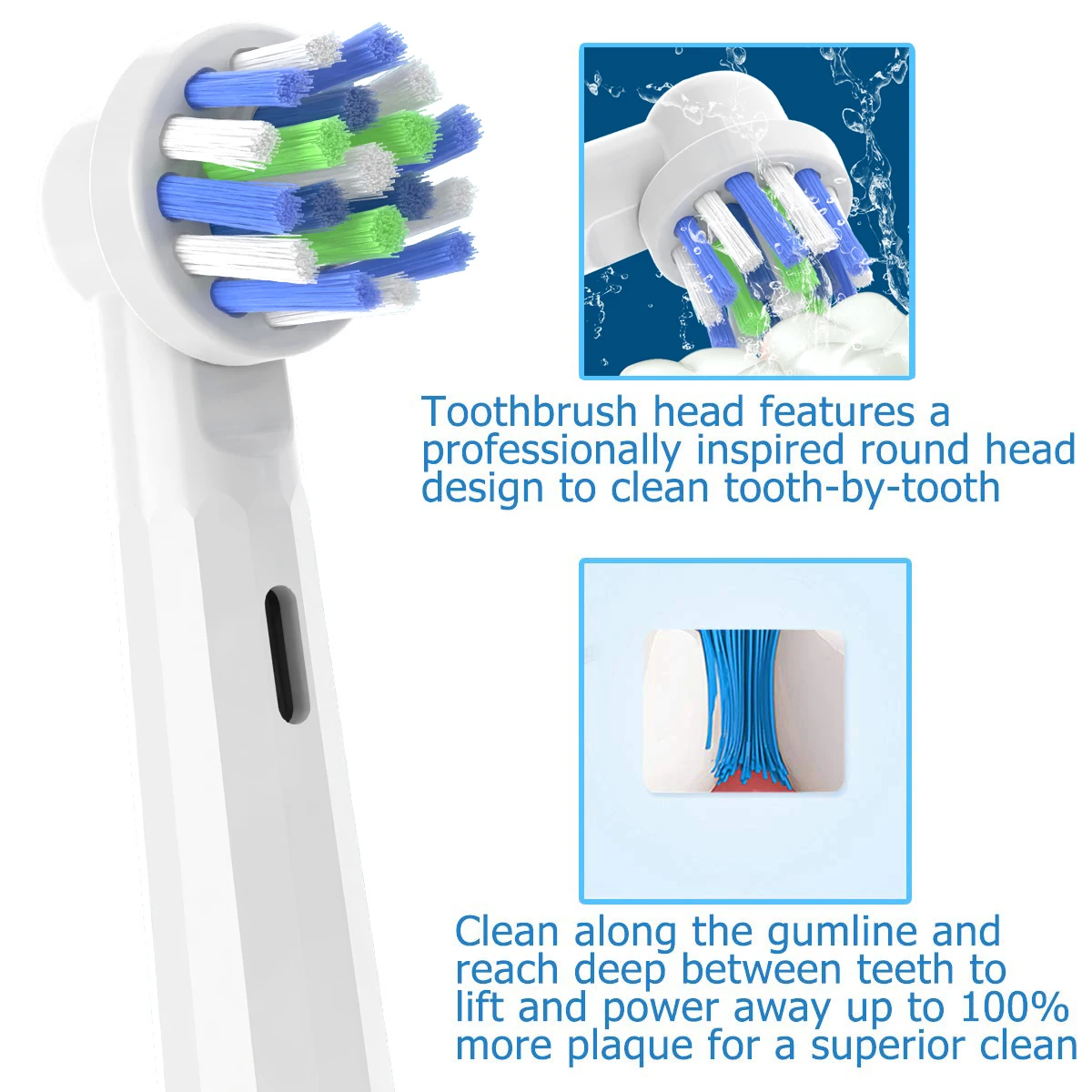 Good market heads for rotary electric toothbrush 360 degree spare heads copper-free EB50