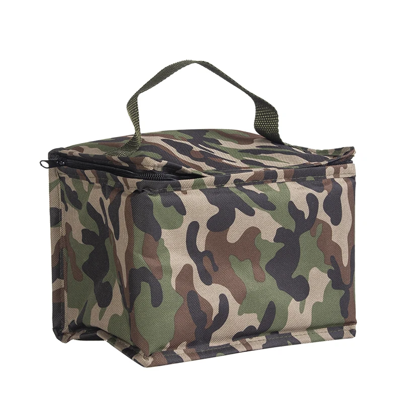 
Wholesale portable fashion camouflage pattern lunch food insulated wine cooler bag with zipper 