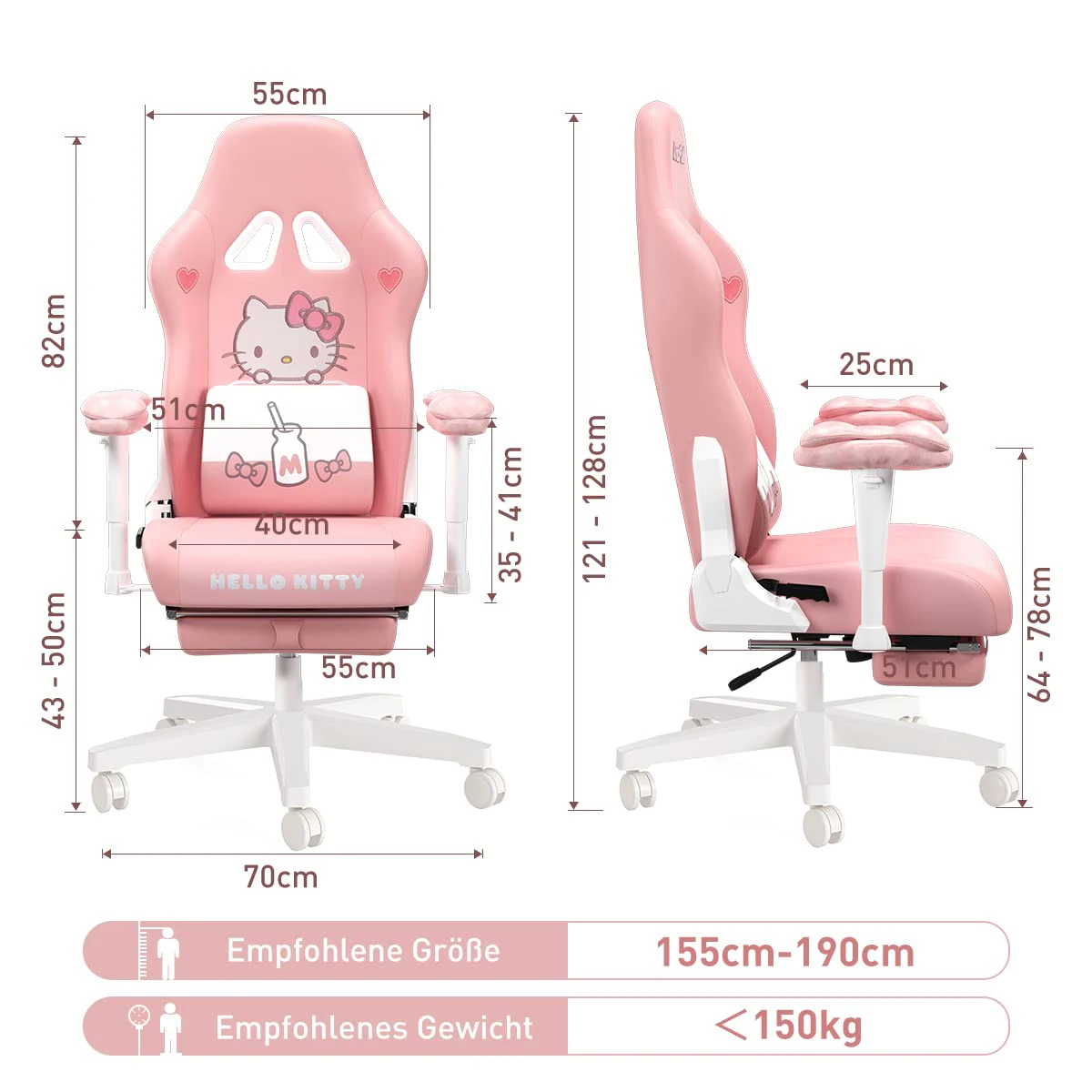 Bolivia High Quality Low Price Girl Cute cut Pink Silla Gamer Footrest Pillow OEM Cartoon Pattern Pink Gaming Chair for Women
