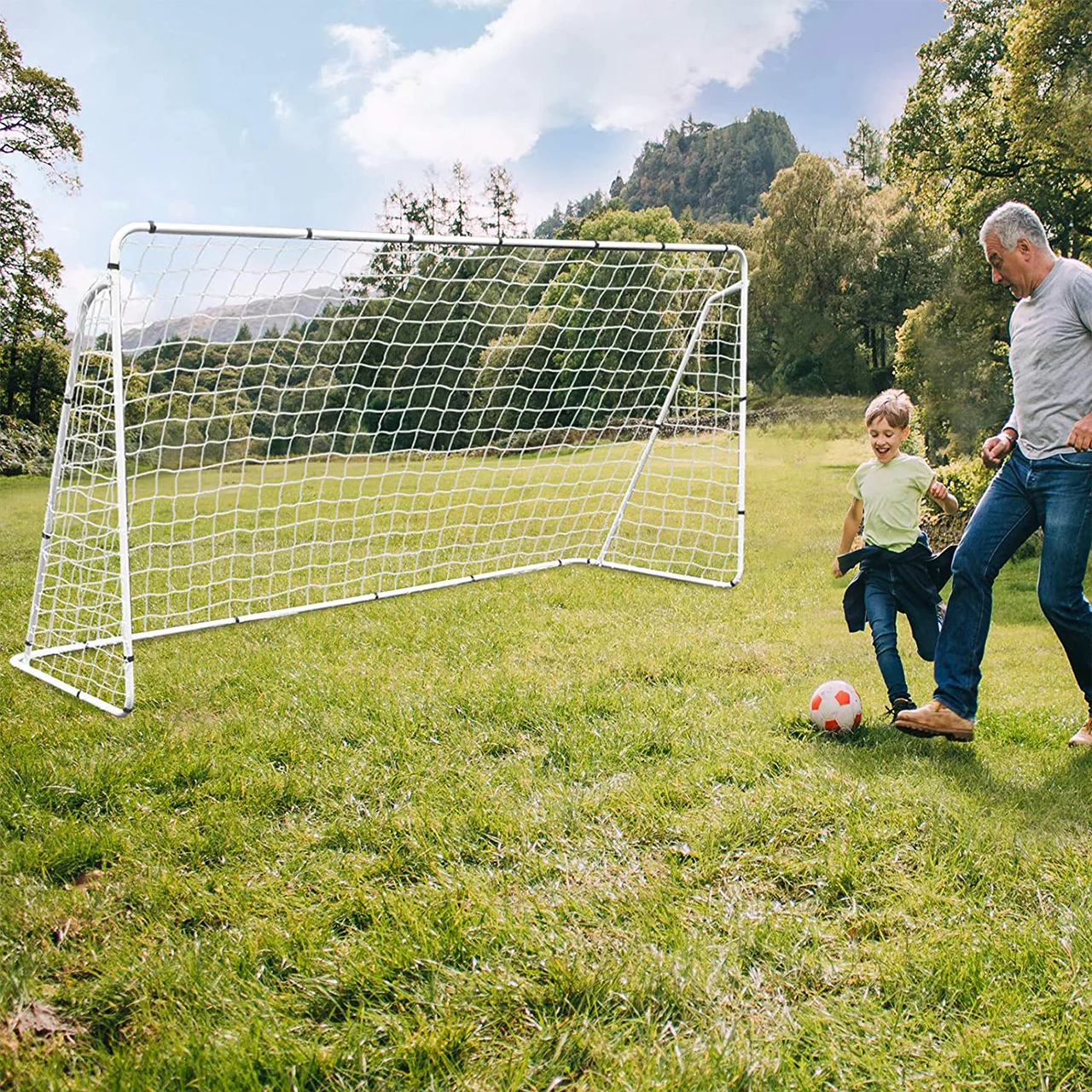 Dia32*0.8mm Tube Size Steel+HDPE Material Portable Soccer 12' X 6' Football Goal Gate Post Net Sport Training Equipment