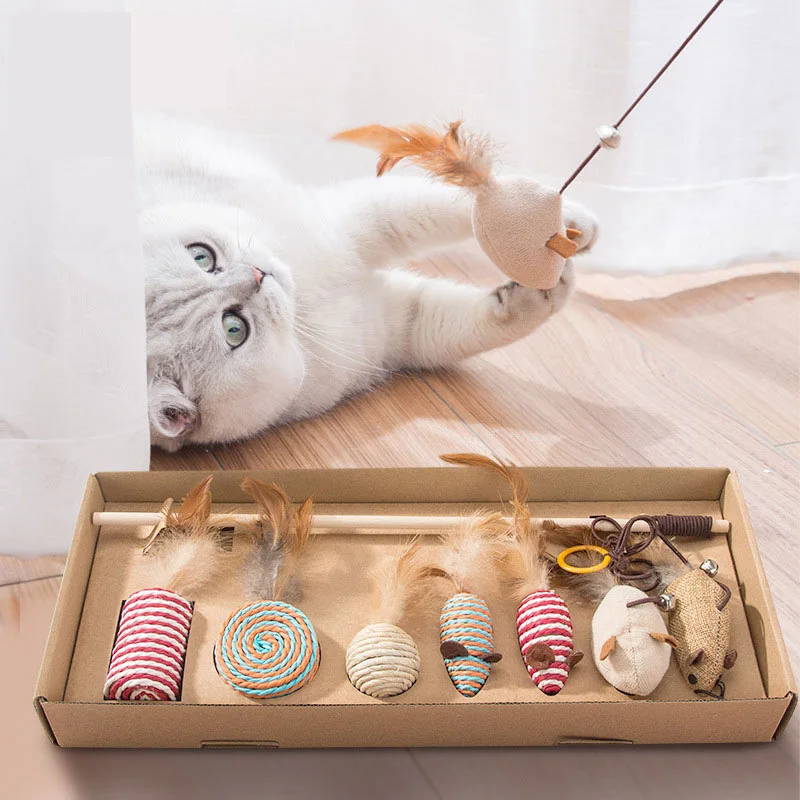 2021 Factory Direct Sale Mint Lick Pet Cat Toy Interactive 7pcs Sets Cat Mouse Toy Cat Toy Set