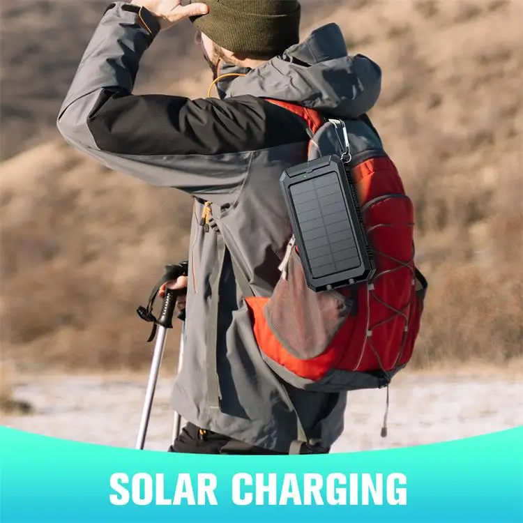 Waterproof Outdoor Solar Charger  Solar Power Bank With Led Lights Solar Charger Solar Power Bank With Flashlight