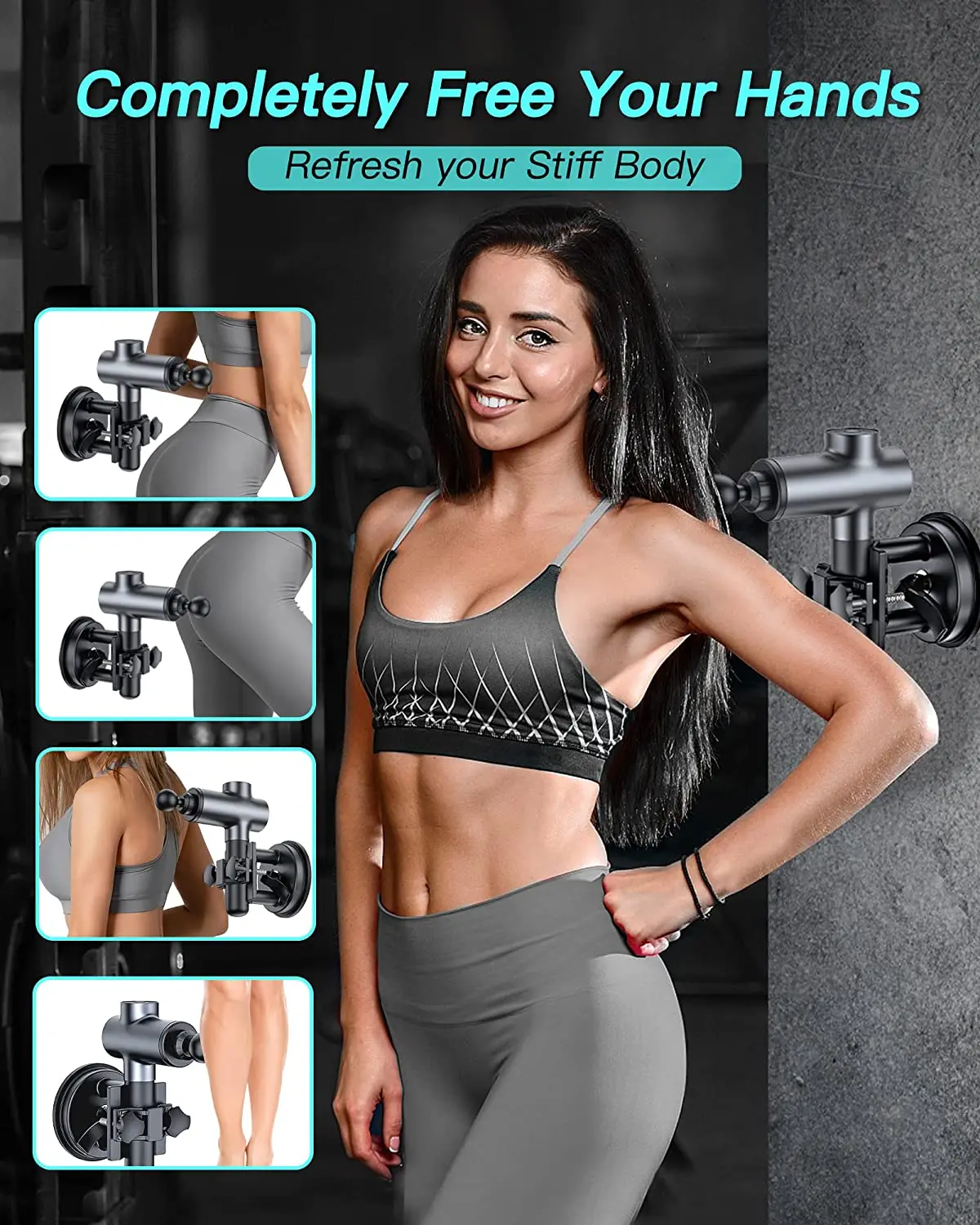 2023 Newest Strong Suction Massage Gun Holder Mount PRO for Back Hands Free Percussion Muscle Massager Wall Mount Self-Massage