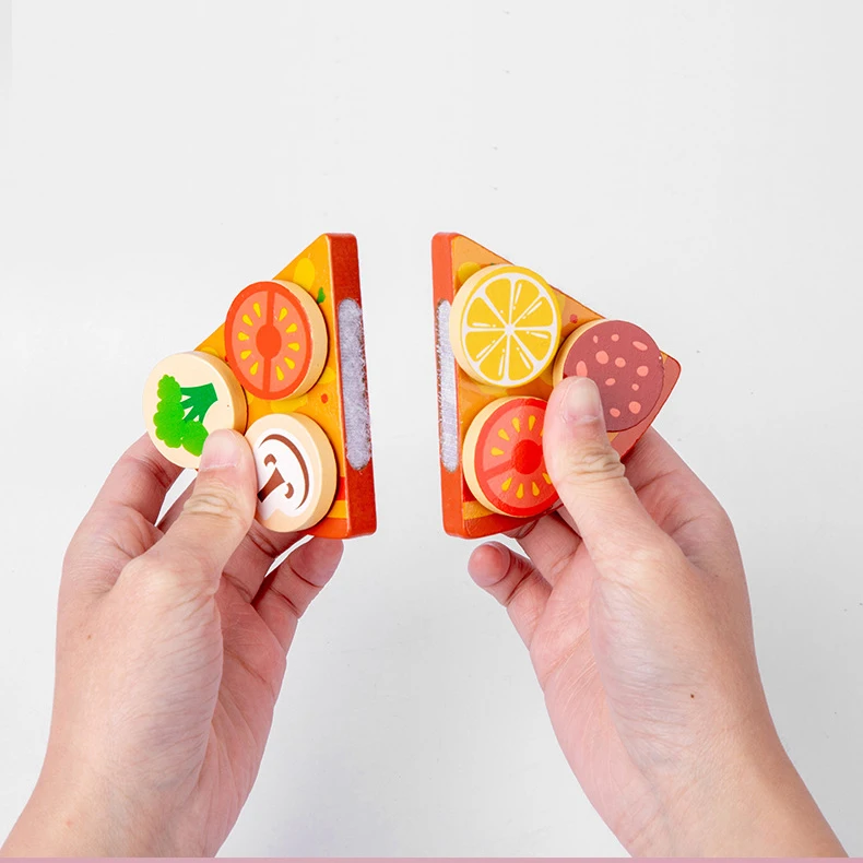 New simulation wooden pizza oven kitchen set toys children early education cook and diy make pizza game baby role playing toys