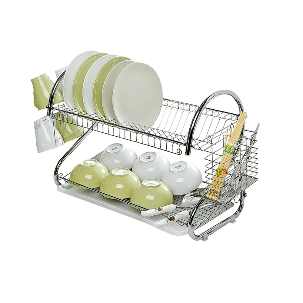 ORZ0520 2-Tier Dish Drainer Compact Dish Drying Rack drip organizer sink pantry plate dishes