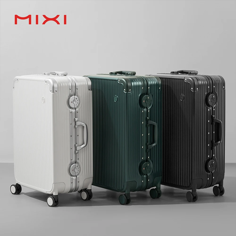 Mixi OEM travel luggage bags aluminum frame business trolley suitcases laptop maletas PC smart suitcase luggage