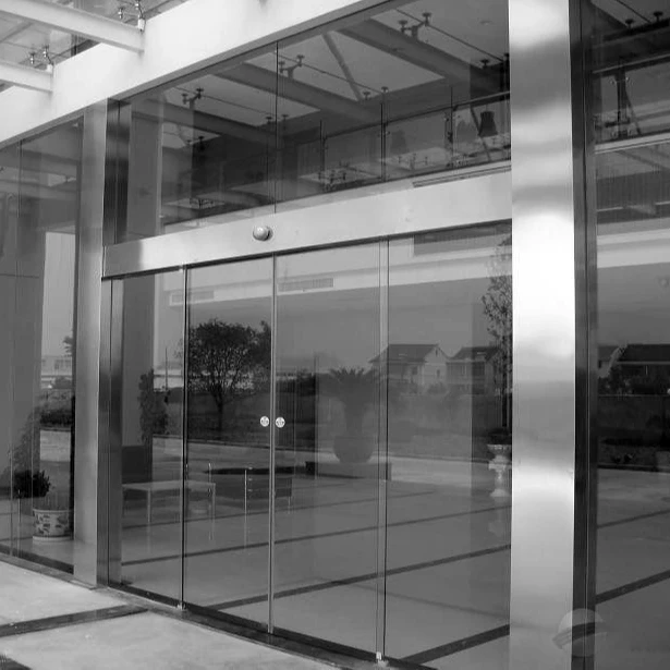 Low price single double leaves sliding automatic glass door