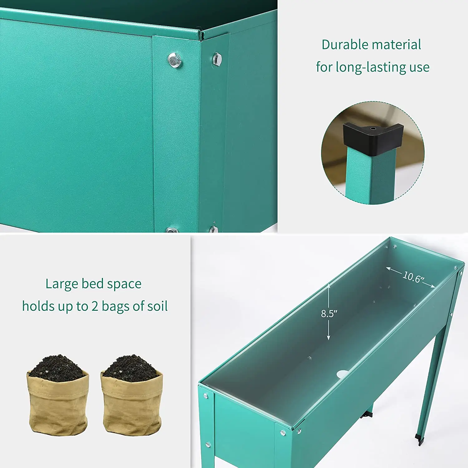 New style Raised Garden Bed with Legs Patio Elevated Planter Box for Flower Herb Vegetable Fruits(Green)