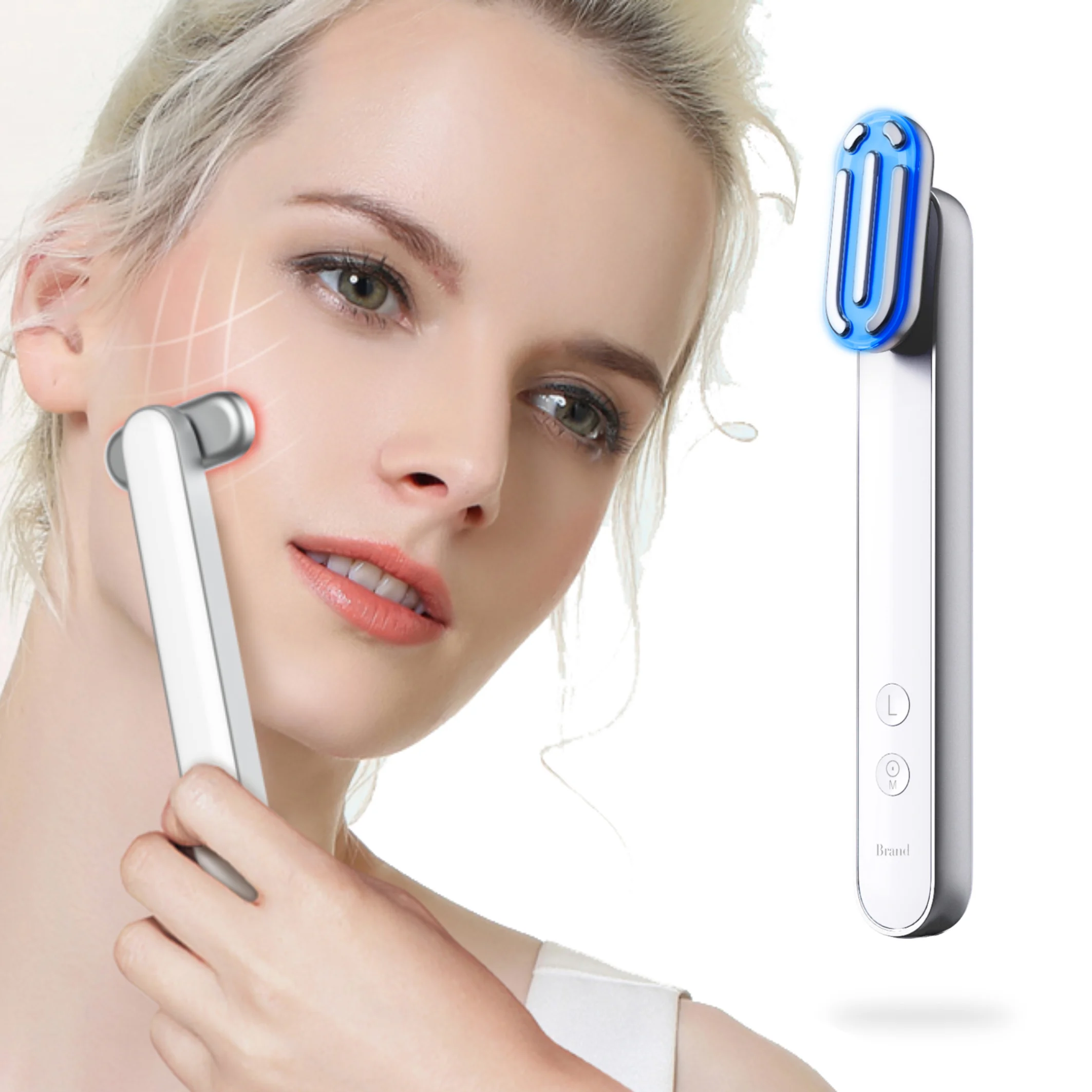 Anti-aging 4 In 1 Ems Microcurrent Face Massager 630nm Red Light Therapy Vibrating Neck Face Beauty Device