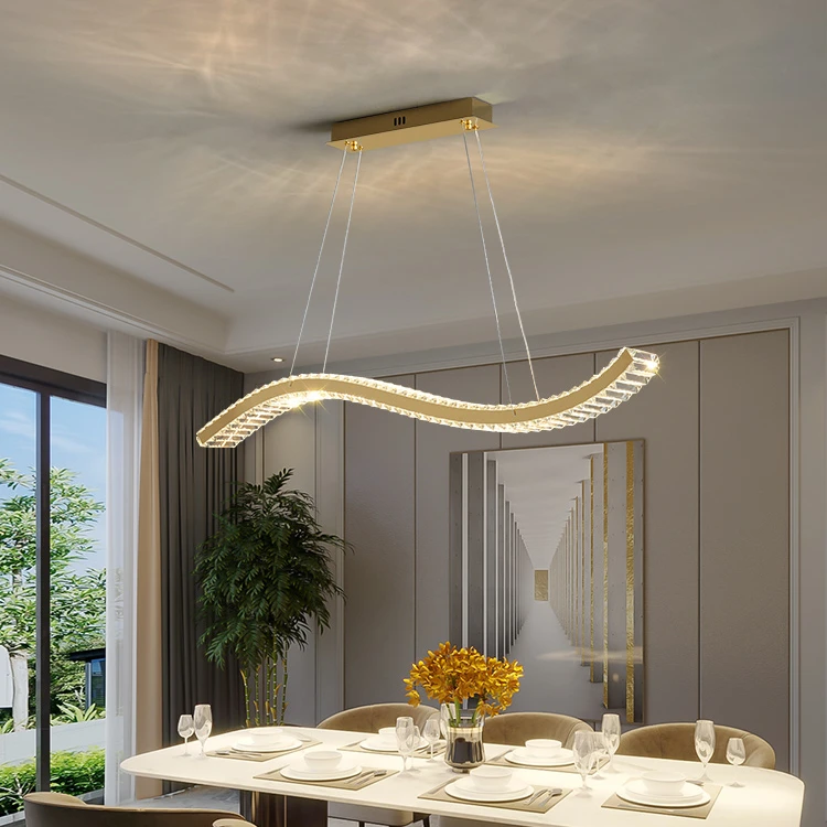 Wave gold luxury crystal chandelier for living room dining room high quality crystal lighting ceiling light