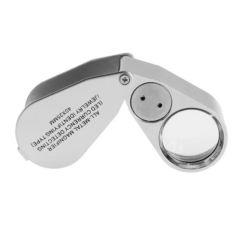 Supuer 40X Illuminated Jewelry LED UV Lens Loupe Magnifier with Metal Construction and Optical Glass