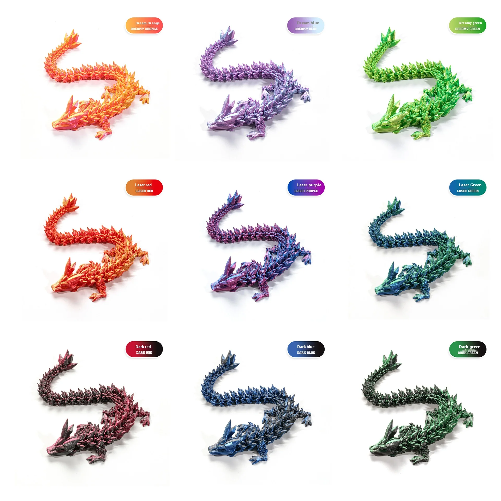 3D Printing Cross-border Hot Ornaments Joint Movable Crystal Gem Dragon Hand Set Decoration