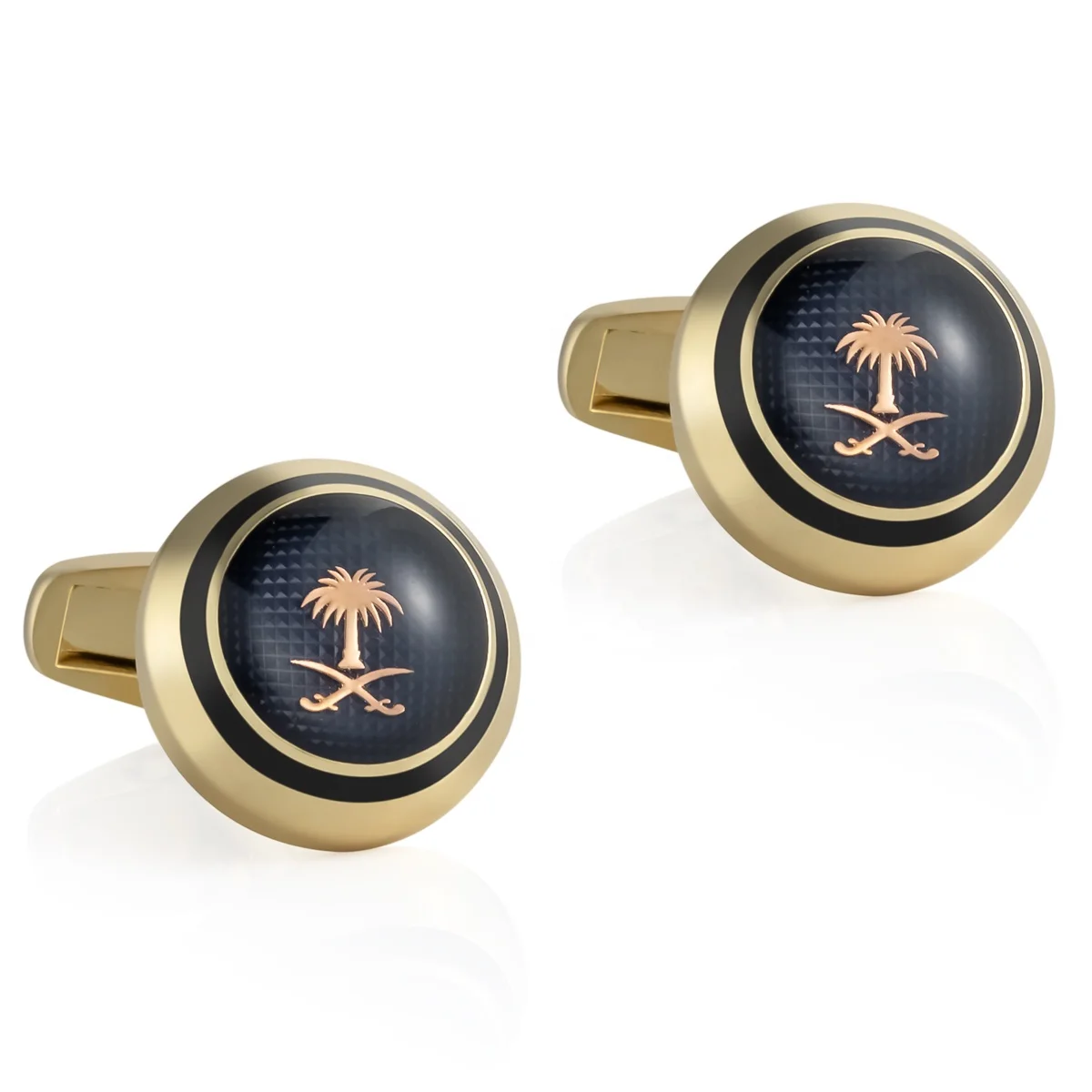  Yiwu Factory hot sale cheap designer round gold color shirt cuff links for
