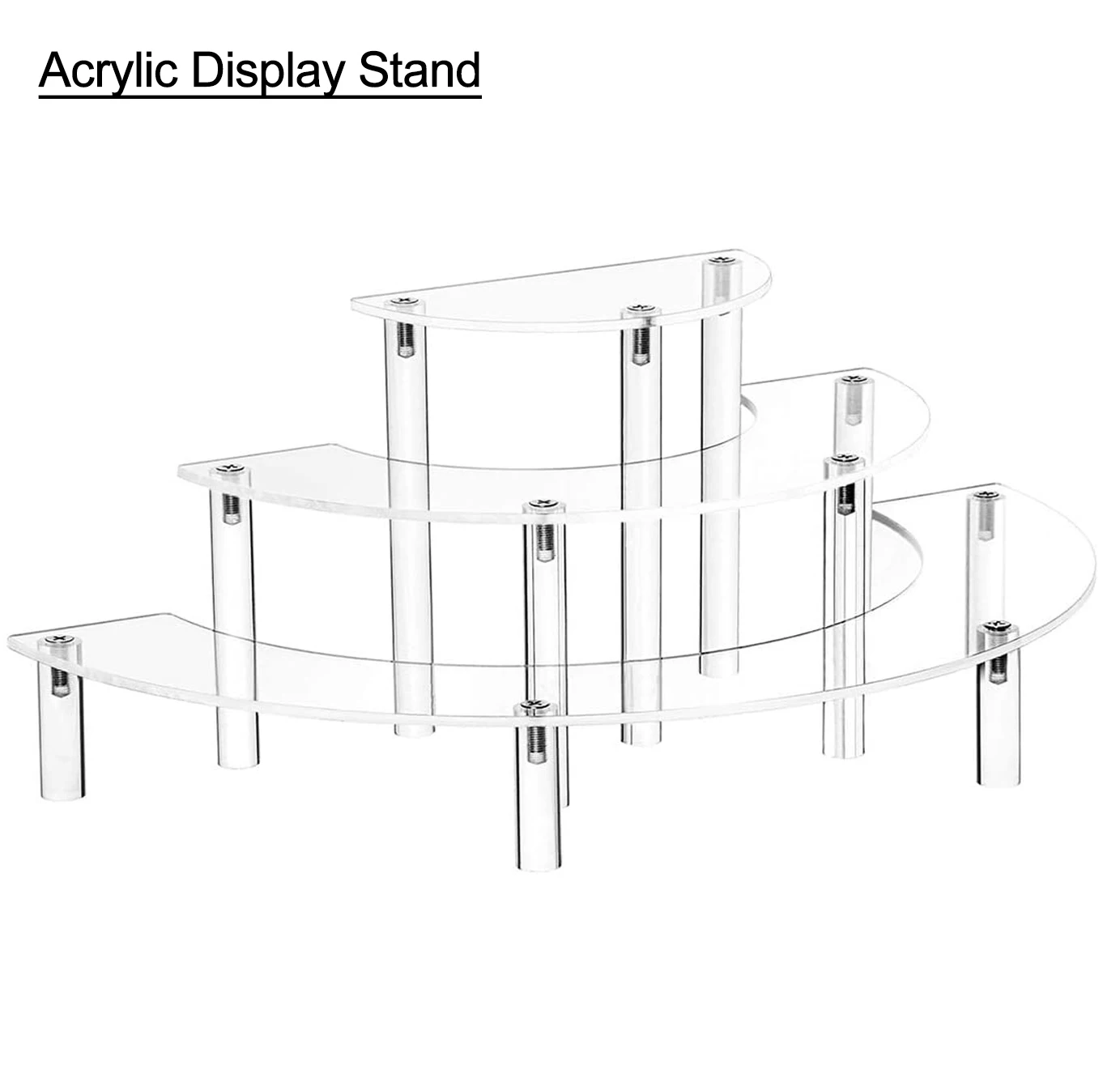 Clear Semicircle Acrylic Riser Display Shelf, 3 Tier Clear Acrylic Display Stand, Acrylic Dessert Cupcake Stand Pop Figure Stand