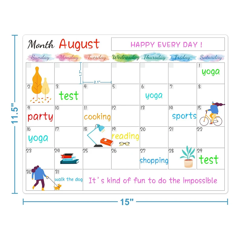 Soft Rubber 16*12' China Hot Products Dry Erase Calendar Sticker Magnetic Whiteboard for Refrigerator