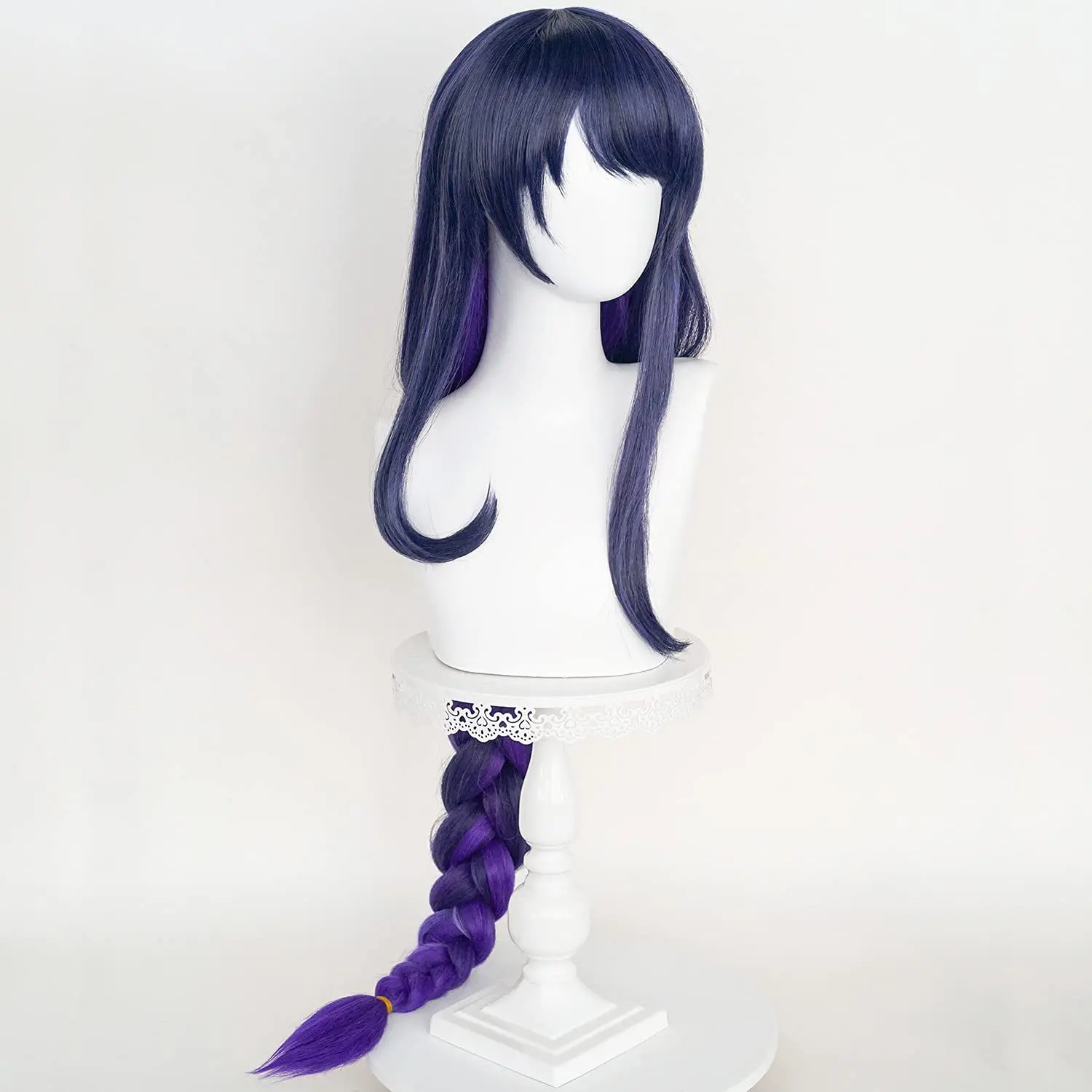Genshin Anime Wig 90cm Cosplay Long Straight Blue Purple Mixed Raiden Shogun Baal Wig Synthetic Halloween Party Hair Extensions
