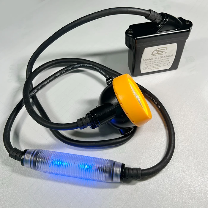 Blue Safety Rear Light Corded Led Miner lamp Rechargeable Mine Headlamp Mining Cap Lamp