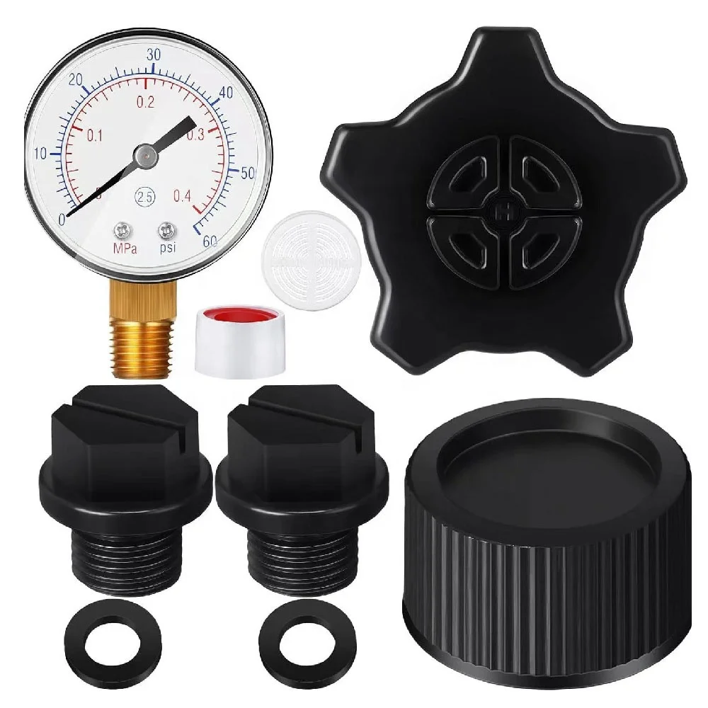 ECX270861 Pressure Gauge Replacement Drain Cap Pool Pump Pipe Plug with Gasket Compatible with Hayward Sand Filter