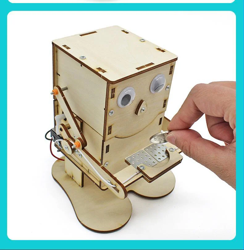 DIY научная модель игрушки ручной работы Детская креативная обучающая деревянная монета игрушка-робот