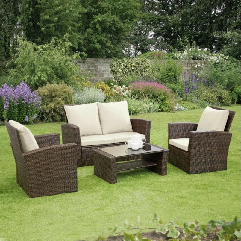 Sofa Set Popular UK Market Small Size Outdoor Furniture Garden Set Modern Outdoor Basic Style Rattan / Wicker Steel Frame