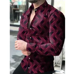 Fashion men long sleeve shirt 2022 spring new design 3D digital printing casual quality tops plus size male clothing