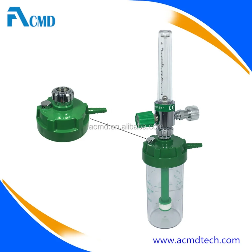 High Accuracy Medical Oxygen Regulators Portable Acrylic Air Flow Meter With Humidifier and Flowmeter