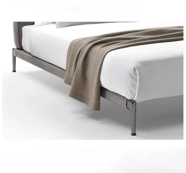 European style wood frame light luxury modern design Upholstered bed king size queen size cotton  fabric leather bed
