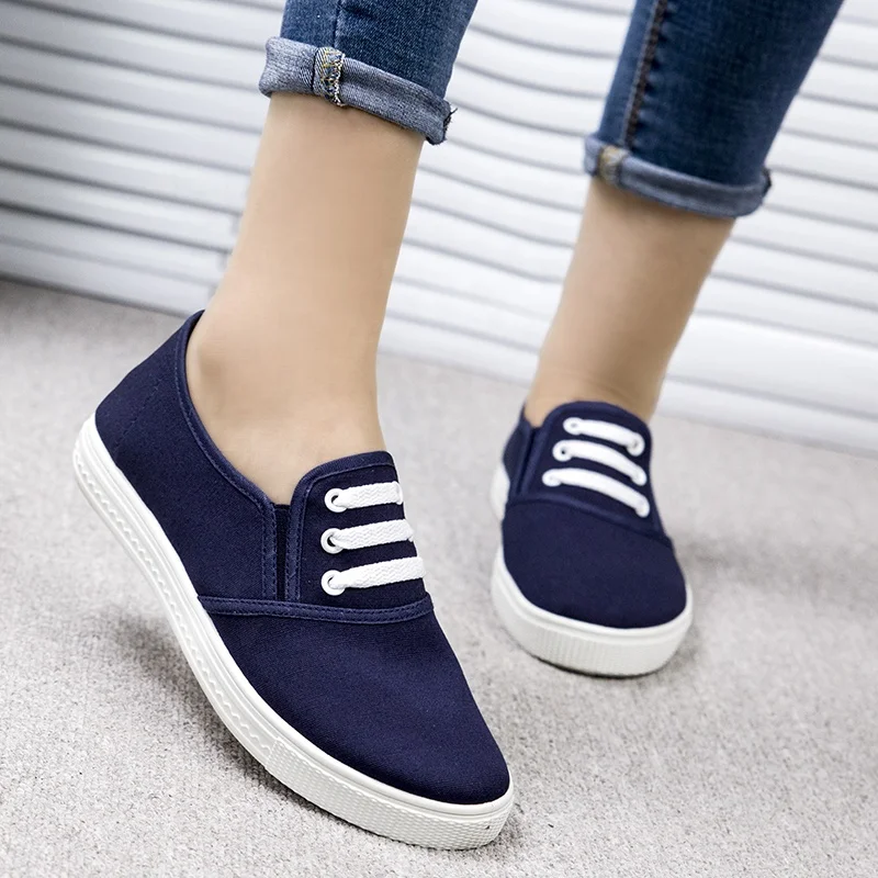 Пвх подошва холщовая верхняя часть материал готов к отправке Оптовая Розничная продажа женская обувь на плоской подошве кроссовки для женщин