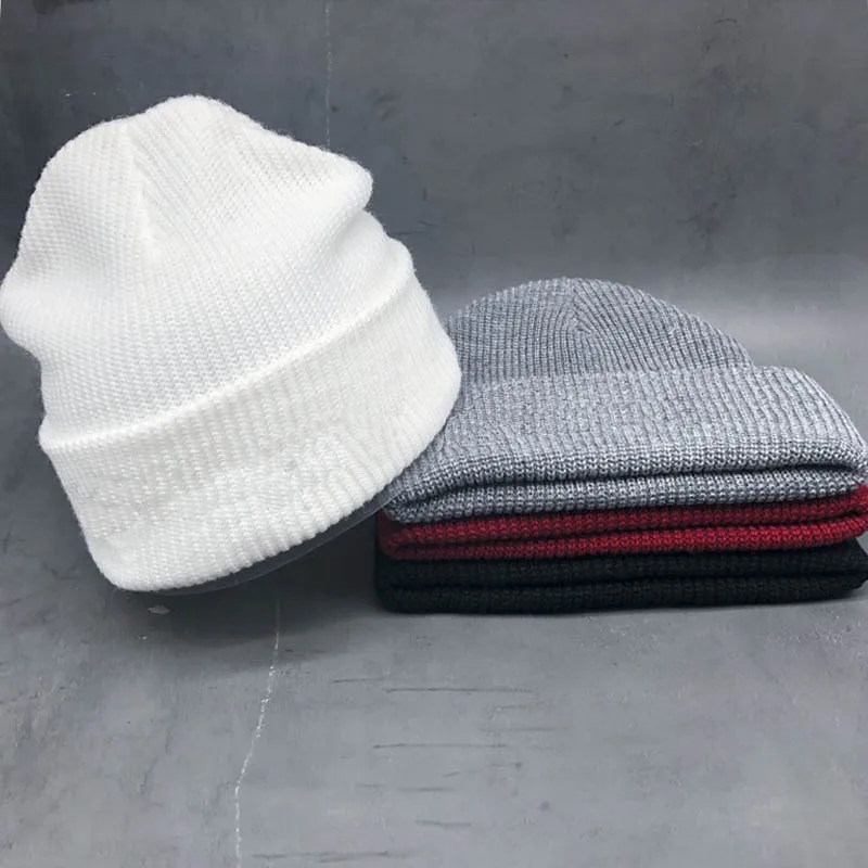 custom 100% acrylic winter hats knitted plain jacquard beanie hat wholesale