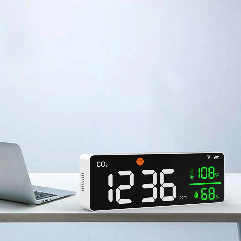 Dienmern indoor carbon dioxied detector air quality monitor co2 meter gas analyzer with Tuya wifi connectable with cell phones