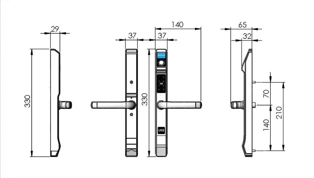 Smart door lock for double glass sliding door fingerprint digital lock for sun room
