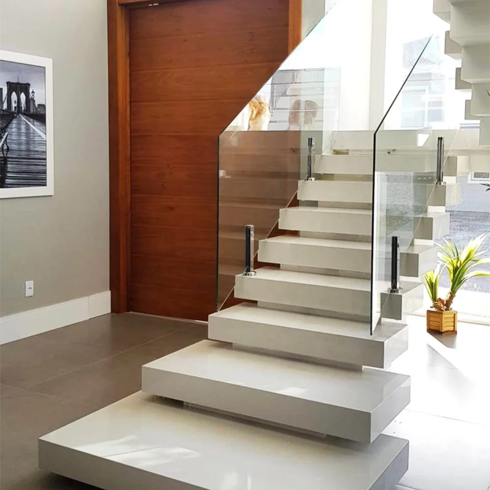 Gaobo Manufactured Floating Staircase Contemporary Spiral Straight Stair Metal Steel And Wood Cantilever Staircase