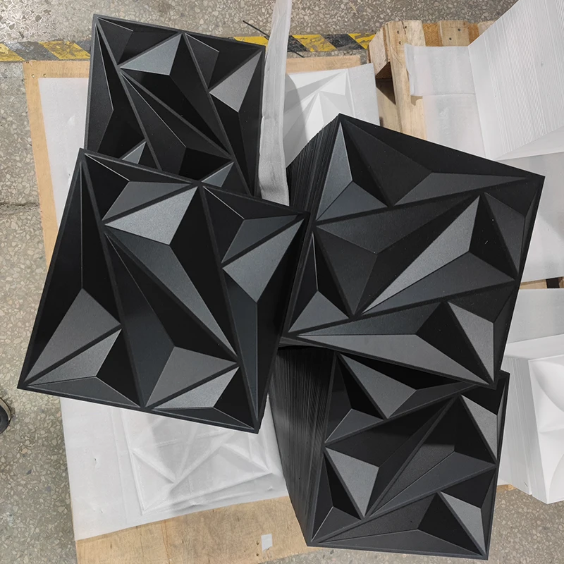 Interior beautiful decoration black diamond pvc 3d wall panels 50*50cm and ceiling panel