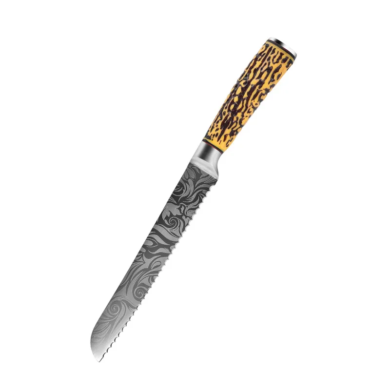 10 PCS Chef knife set with Laser Rose Pattern  Kitchen Damascus Japanese Style Slicing Santoku Knife Damascus Steel