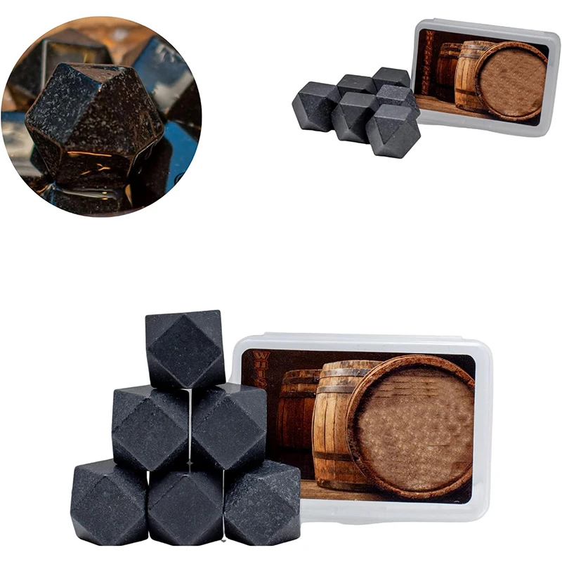 Customized Diamond Whisky Cooling Stones Reusable Granite Chilling Whiskey Ice Cube for Drink in Gift Set Box