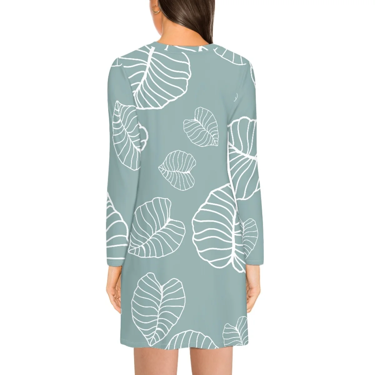Polynesian Vestido Mini Bodycon Dress Made of Aloha Custom Hawaiian Kalo Leaf Taro Leaf Party Dress Wholesale for All Occasions