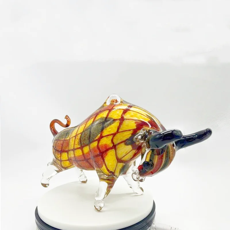 Hand Blown Glass Bull Murano Glass Art Animal Figurine