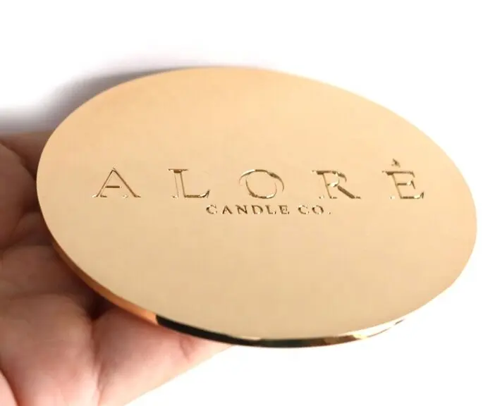 printing engraved zinc alloy metal lid for candle jar