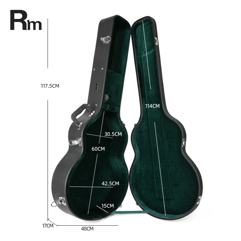 OEM ODM Custom Guitar Case Leather Cover Plywood  Acoustic Dreadnought Guitar Hard-Shell Carry Case Shockproof Jumbo Guitar Case