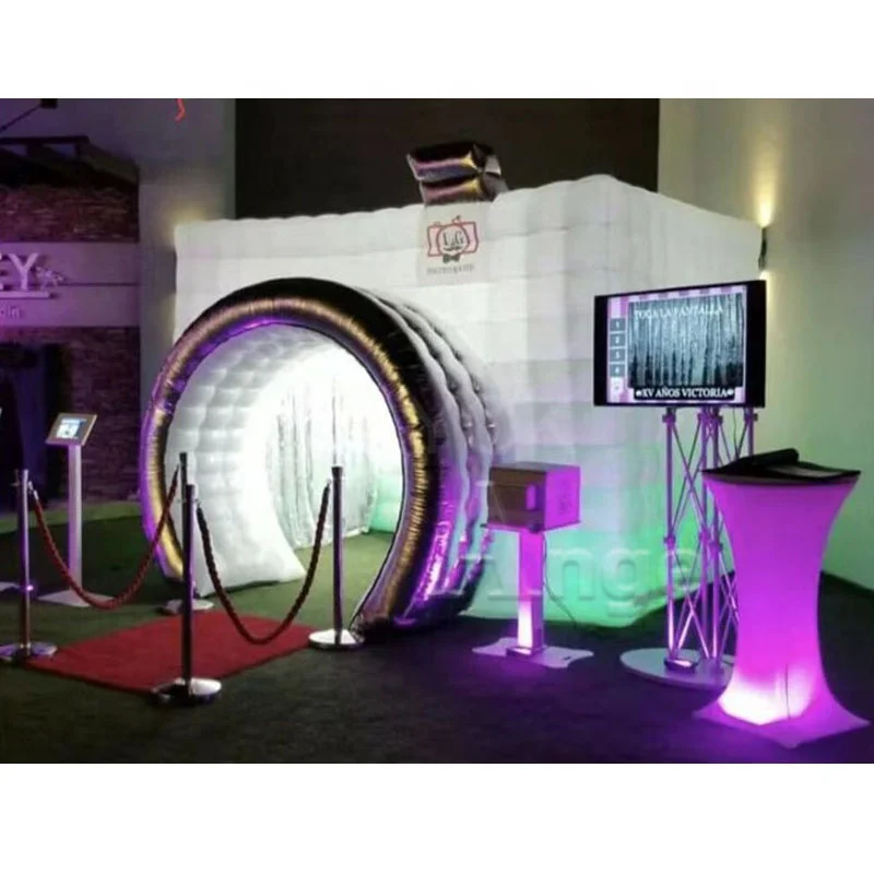 Customized Led Lighting Camera Shape Inflatable Photo Booth Studio Lighting Cabin Tent for wedding party