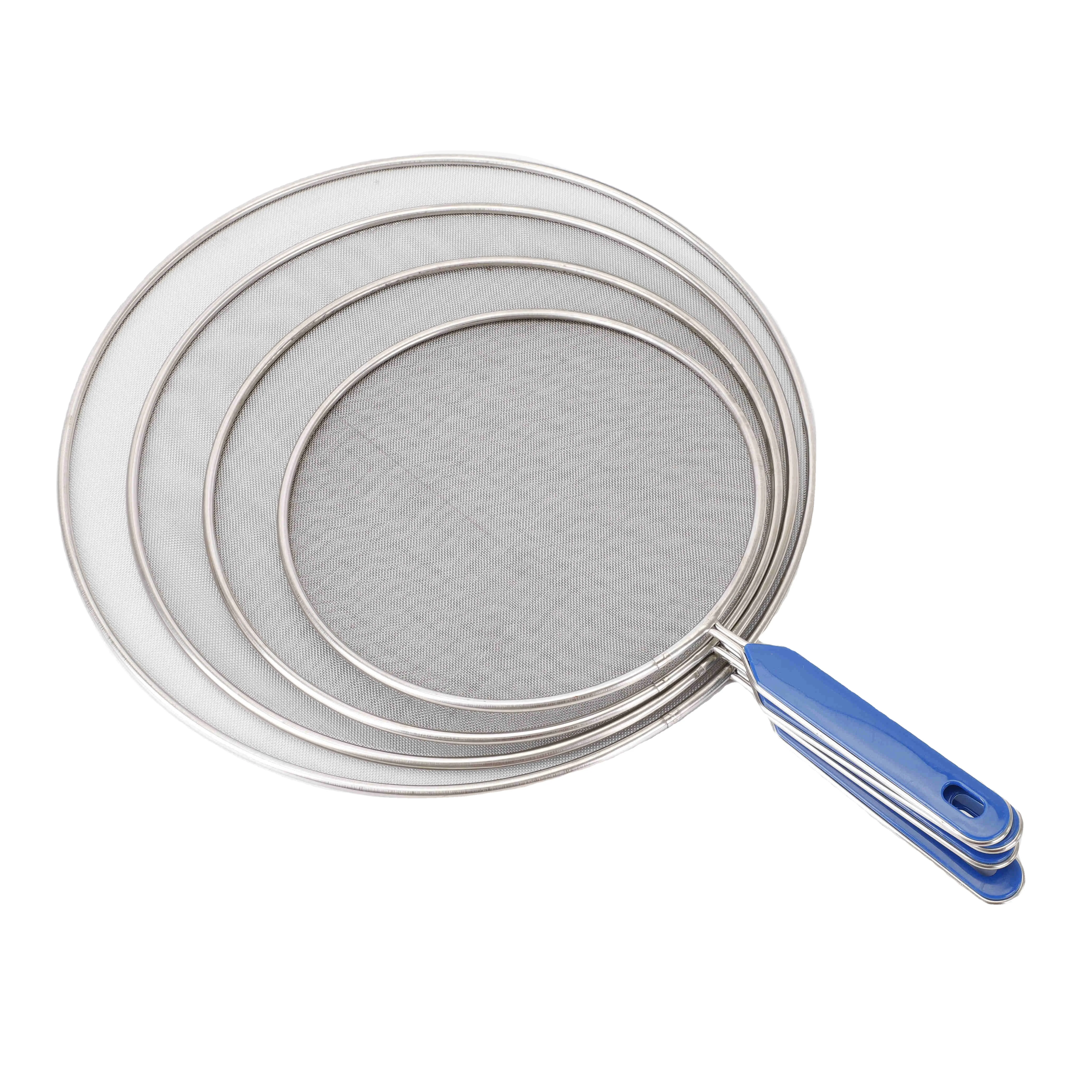 
Minli Stainless Steel oil Splatter Screen Guard With Plastic Handle For Kitchen 