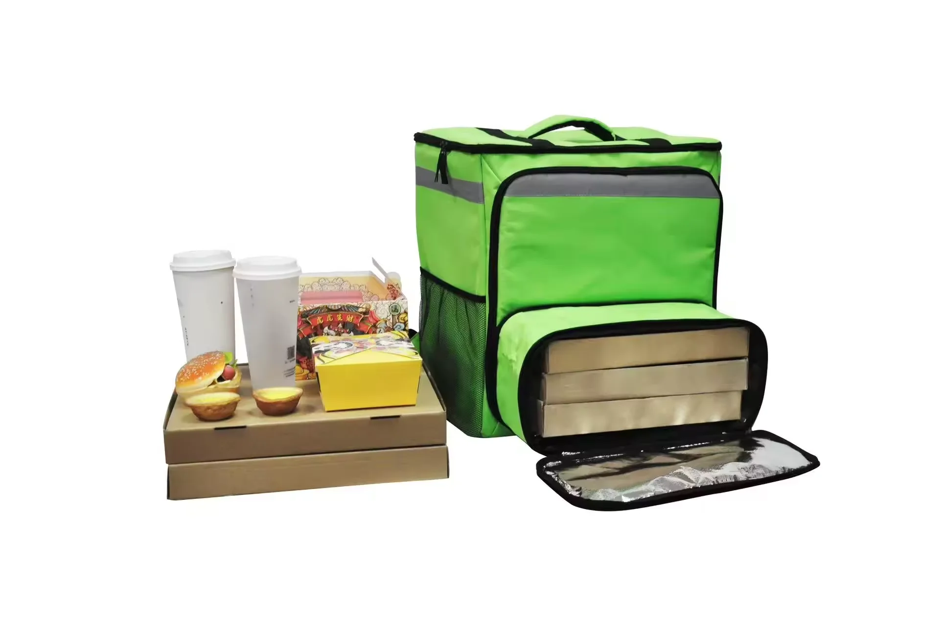 Large Green Insulated Grabfood Special Cake Isothermal Bag for Food Delivery
