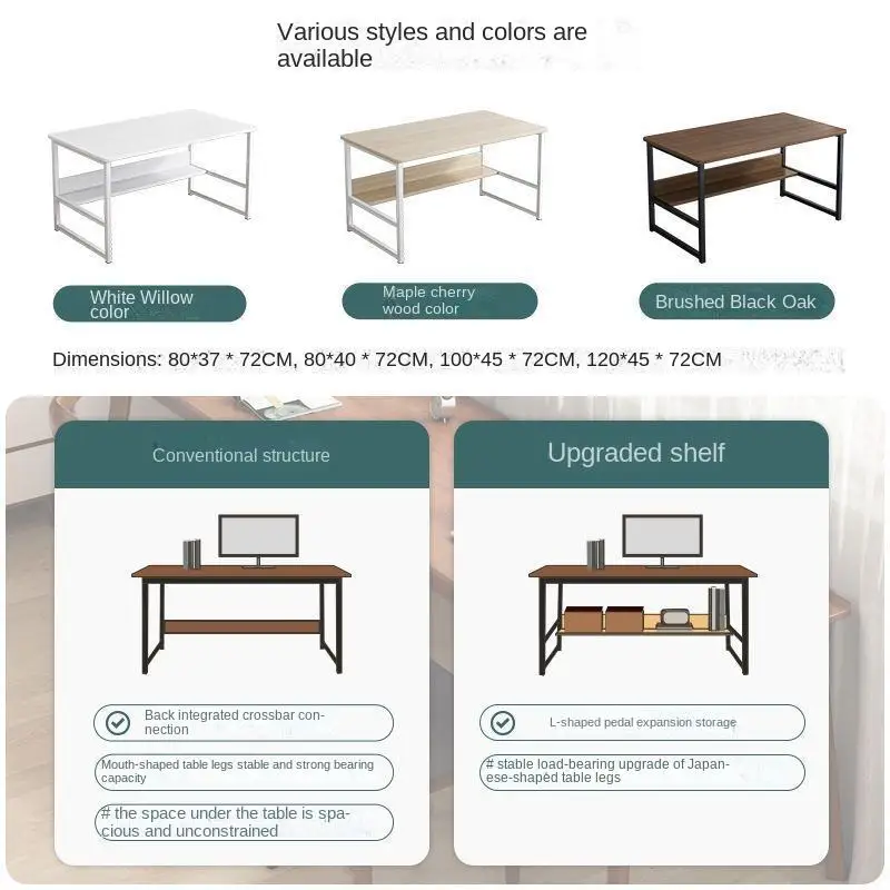 PC Laptop White Color Simple Design Hot Sale Popular Metal Frame and Wooden Computer WorkstationTable