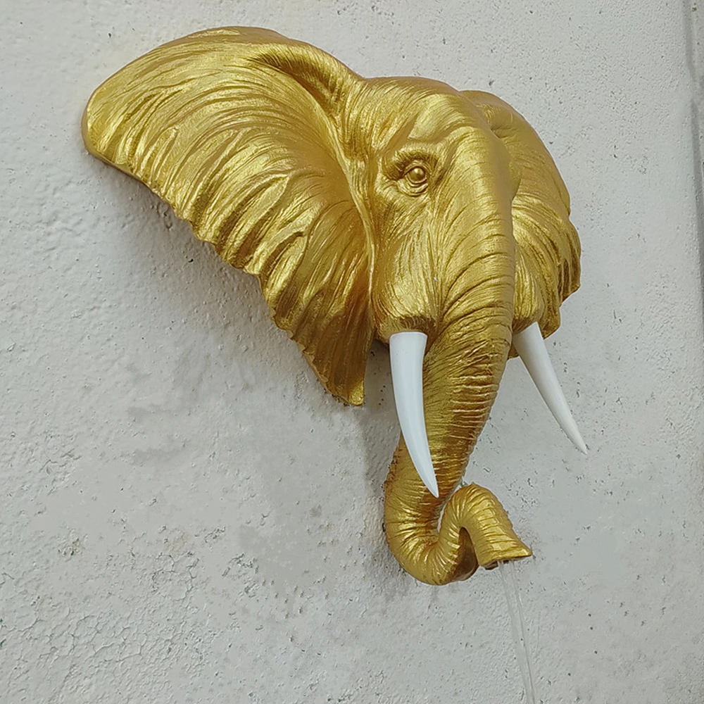 Customized life size fiberglass hanging props fiberglass resin elephant head for wall decor