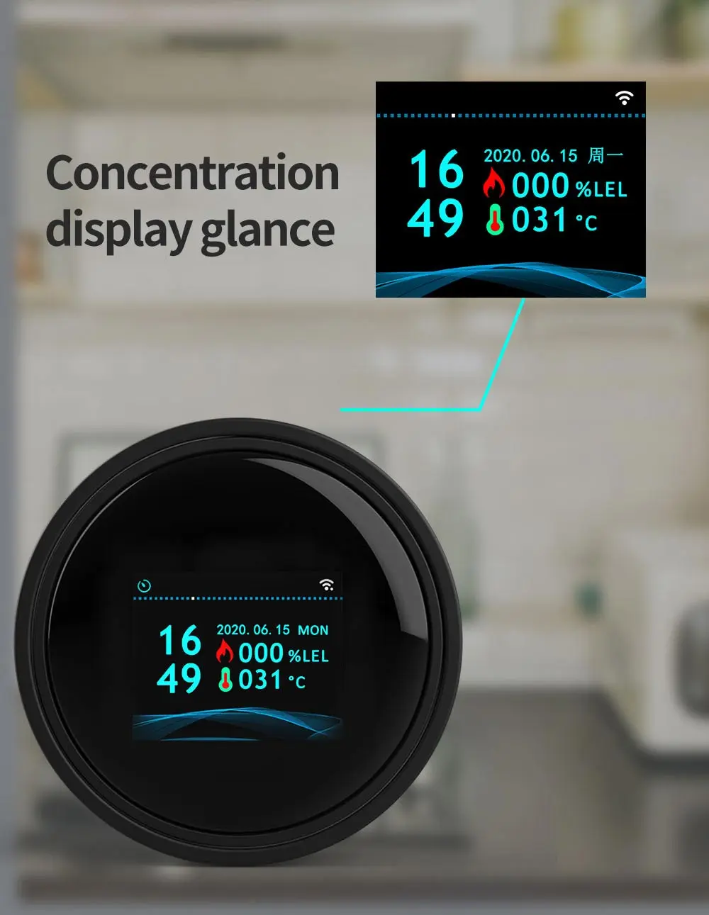 Home Kitchen Cooking WiFi Connection LPG LNG Natural Gas Leak Alarm Gas Leakage Sensor with Tuya Smart Life App Control