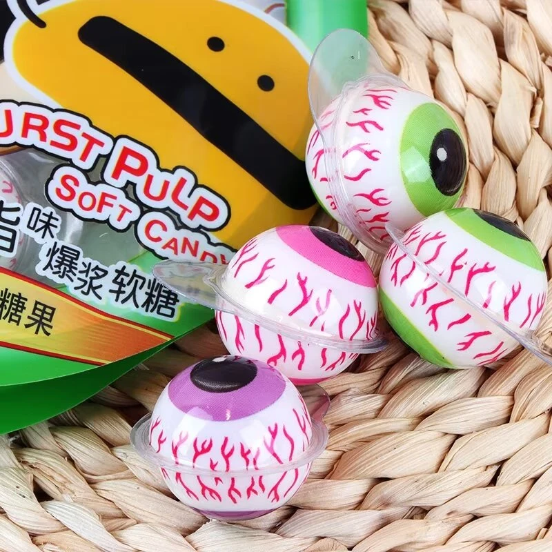 Wholesale 2024 New Big Eye Ball Shape Packing 10g Eyeball Filled Jam Gummy Candy