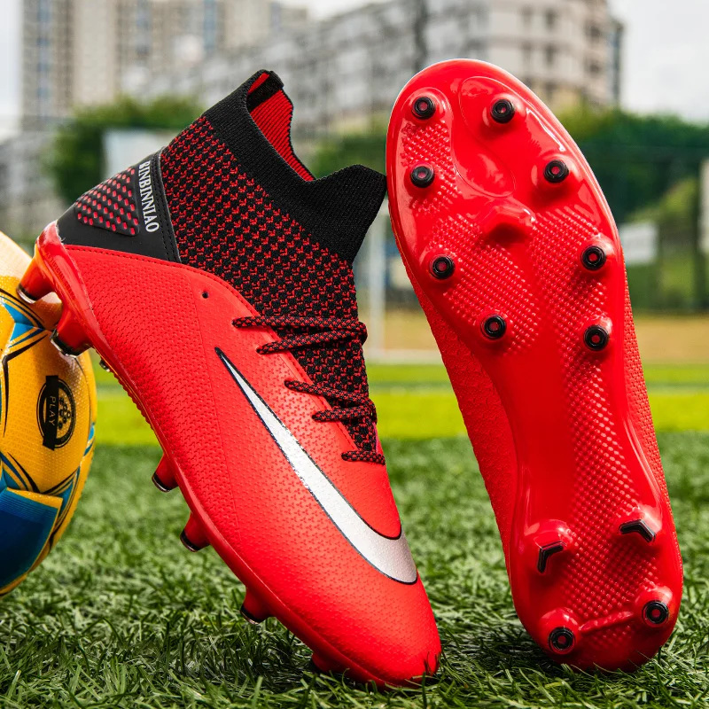 Plus Big Size 36-49 High Ankle Sneakers Men FG Soccer Shoes Kids Outdoor Cleats Long Spikes Profession Chaussure Football Shoes