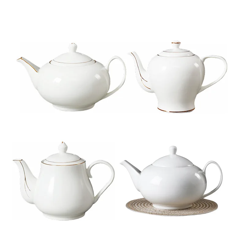 GZYSL Custom Design 1000ml Hotel Tableware Wholesale Chinese Ceramic Round Coffee Teapot Round Mouth Kettle Ceramic Coffee Pot