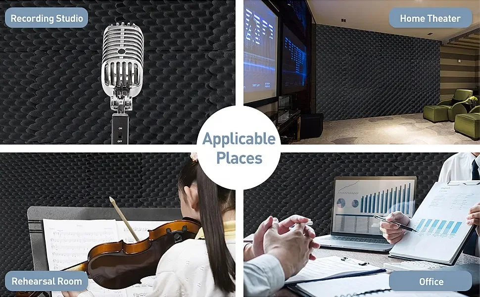 Foam acoustic panels for recording studios, made of flame retardant material